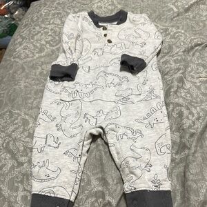 Carter's Gray Dinosaur Print One Piece Outfit